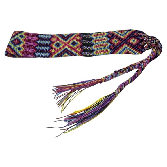 FTWWL Bright Multicolor Cotton Fringe Woven Belt - Picture 11 of 14